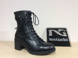 NERO GIARDINI  BOOTS  CUIR NOIR A LACET